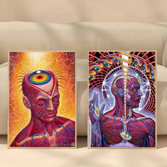 Abstract Alex Grey Trippy Psychedelic Poster Self-adhesive Art Waterproof Paper Sticker Coffee House Bar Room Wall Decor