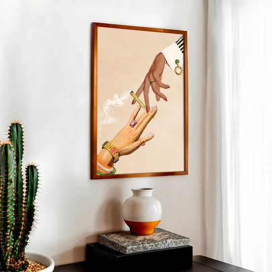 Trippy Weed Poster – Deep Talks Collage Art, Stoner Room Decor, Funky Wall Print