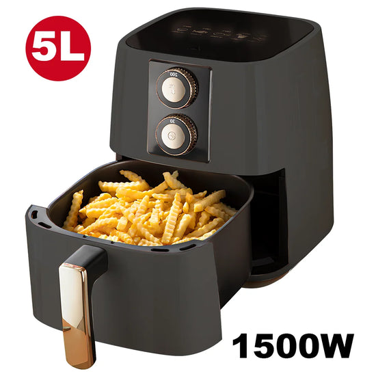 1500W 5L Electric Fryer Air Fryer Adjustable temperature Air Fryer Timing Oil-Free Electric Air Fryer Auto Shut-Off, Easy Clean