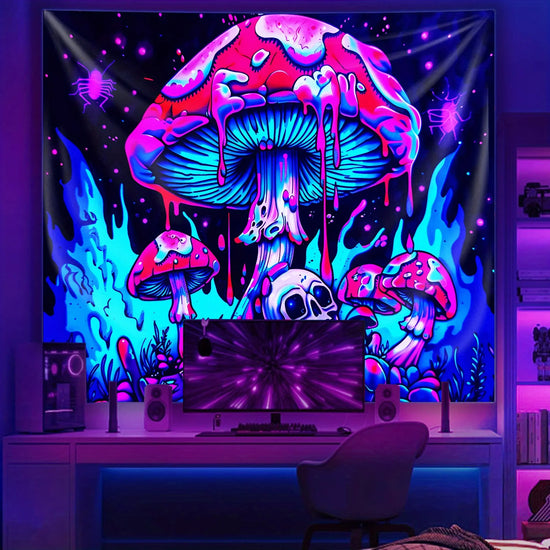 Psychedelic Mushroom Tapestry Colorful Trippy Tapestry