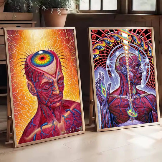Abstract Alex Grey Trippy Psychedelic Poster Self-adhesive Art Waterproof Paper Sticker Coffee House Bar Room Wall Decor