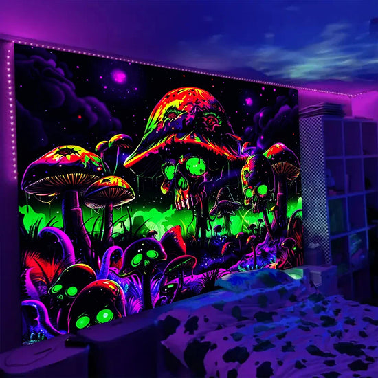 Psychedelic Mushroom Trippy Tapestry