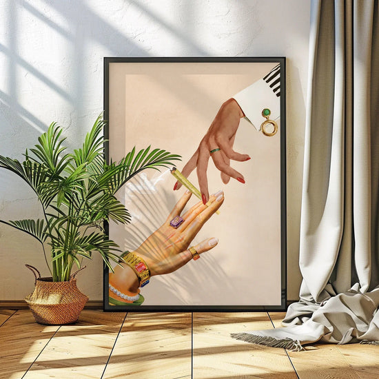 Trippy Weed Poster – Deep Talks Collage Art, Stoner Room Decor, Funky Wall Print