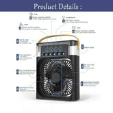 Mini air conditioner portable humidifier features detailed diagram showing controls and specifications for optimal use.