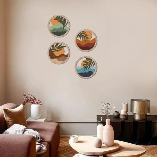 4Pcs Bohemian Wall Art Decorations Hollow Design Wall Hanging for Living Room Bedroom Country Courtyard Decor