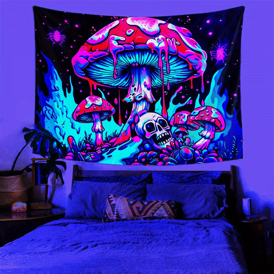 Psychedelic Mushroom Tapestry Colorful Trippy Tapestry
